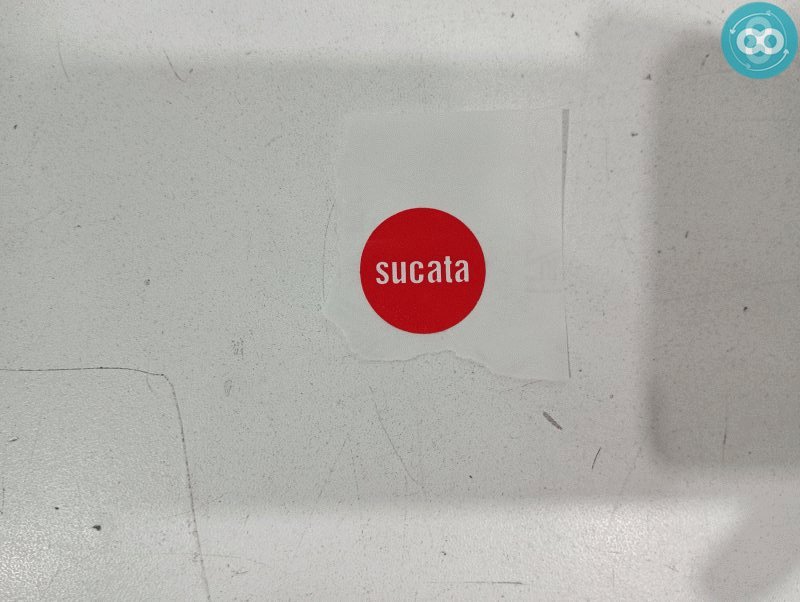 Etiqueta Informativa Circular  "Sucata" - Com Fundo Vermelho e Letra Branca  18,9mm