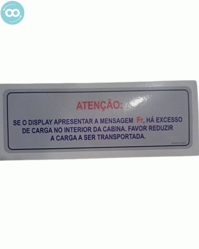 Adesivo de Mensagem de Falha Para Elevadores de Carga    139.9 mm x 41.1 mm