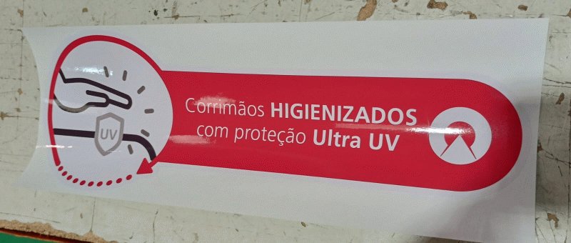 Adesivo informativo sobre higienização Ultra UV