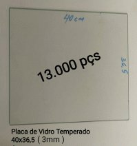 Placas Chapas de Vidro Temperado 3mm x 40mm x36,5mm